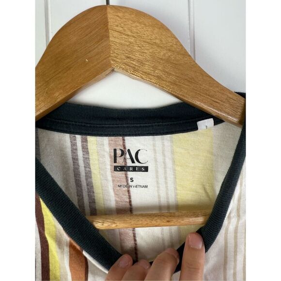 PAC Cares Pacsun Ringer Vintage Style Vertical Stripe Tight Semi Cropped Tee S - Picture 3 of 8